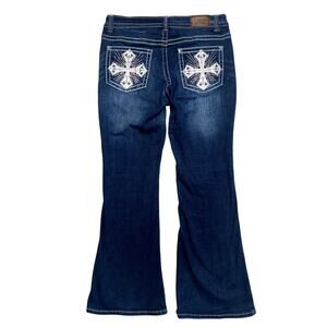 Bootcut Flared Jeans Womens 15/16 Embellished Rhinestone Y2K 2000s